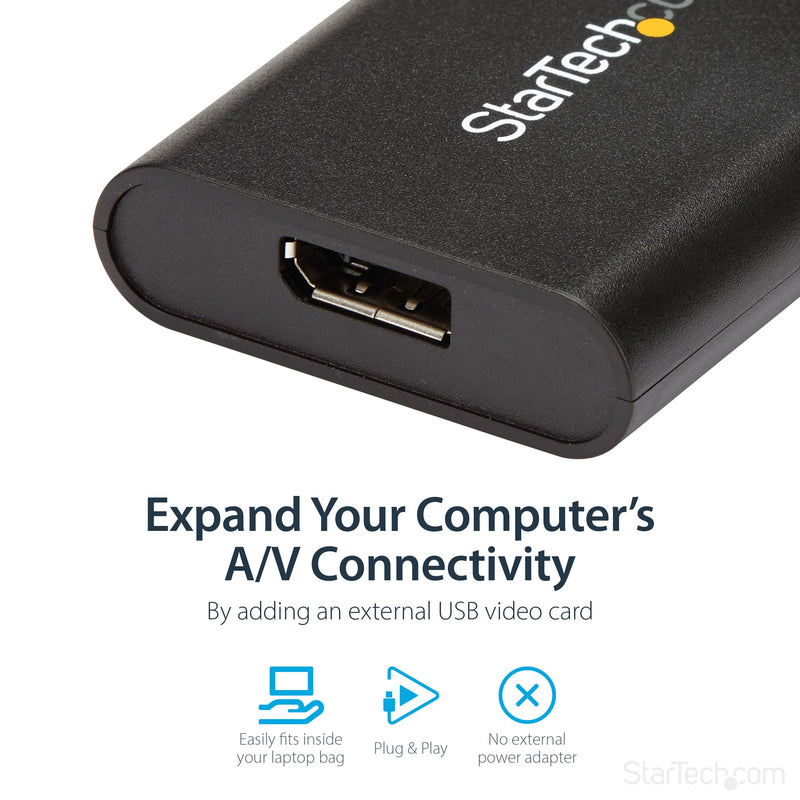 StarTech.com USB 3.0 to DisplayPort Adapter, 4K 30Hz, USB-A to Single DP Monitor, USB Video Adapter Converter, Windows Only