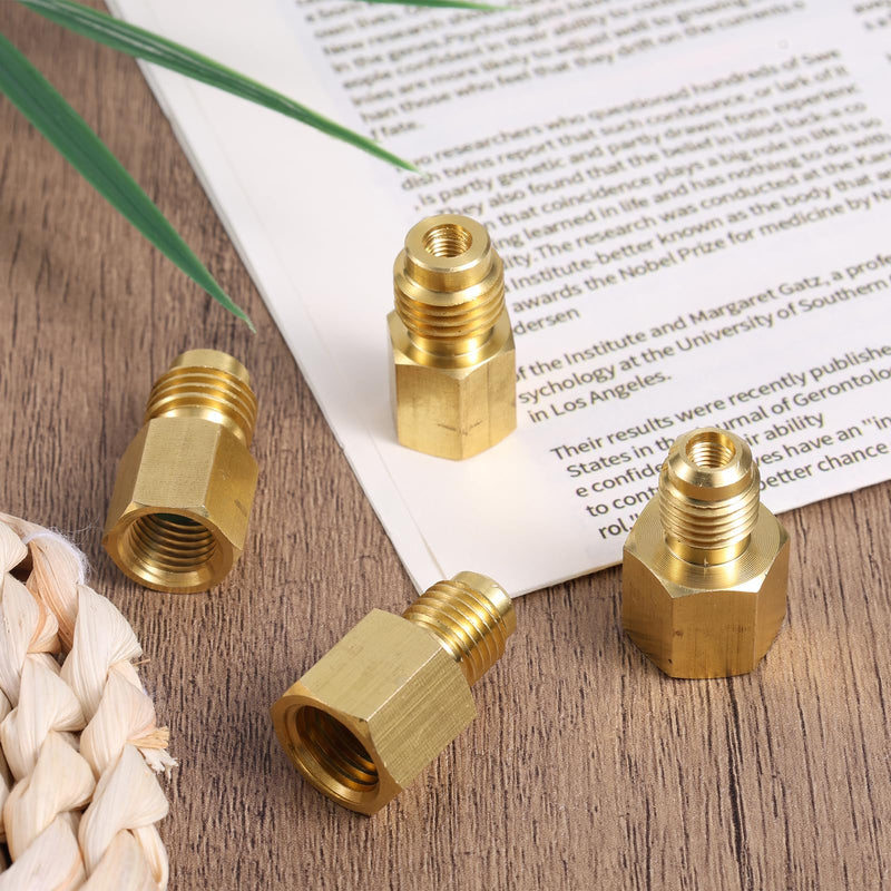 4pcs Brass Refrigerant Tank Adapter/Vacuum Pump, R134A to R12 Adapter Fittings 1/4 SAE Male to 1/2 ACME Female Flare Adaptor Automotive Fittings for AC Refrigerant System