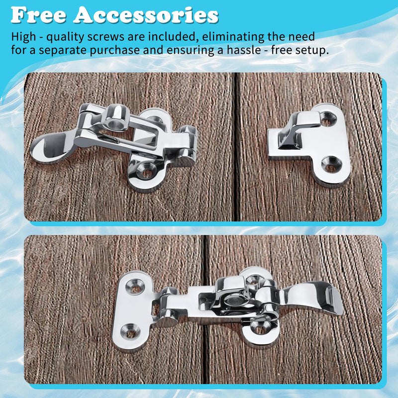 Marine Hatch Latch 316 Stainless Steel Boat Door & Hatch Anti-Rattle Boat Latches, Heavy-Duty Hold Down Clamp Latches - Yacht & Boat Hardware - Pack of 1/2/4 Pack of 2