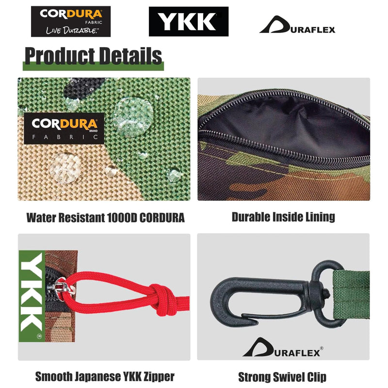 Rough Enough 3-Pack Small Tool Pouches with Zipper & Buckle Clip, Different Sizes Molle Pouch Set for Tactical, Camping, Fishing, Survival, Water-Resistant Small Tool Bags