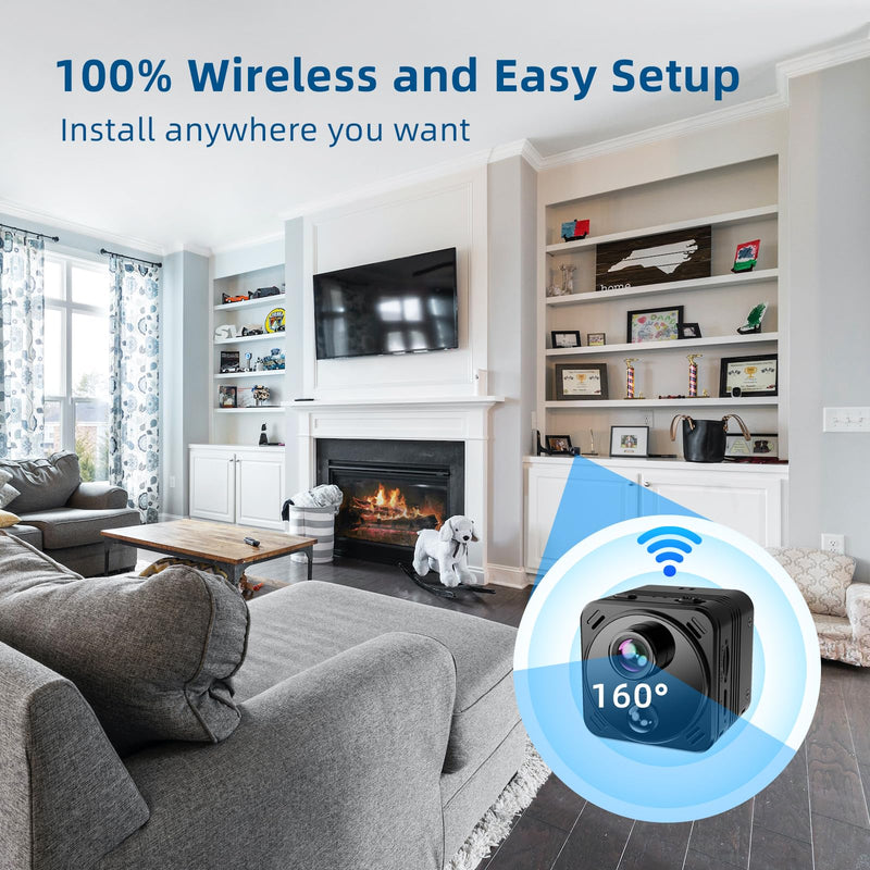 Security Camera 4K Mini Wireless WiFi Indoor Cameras, AI Human Detection, Auto Night Vision, Cloud Storage, Up to 100 Days Standby Battery Life