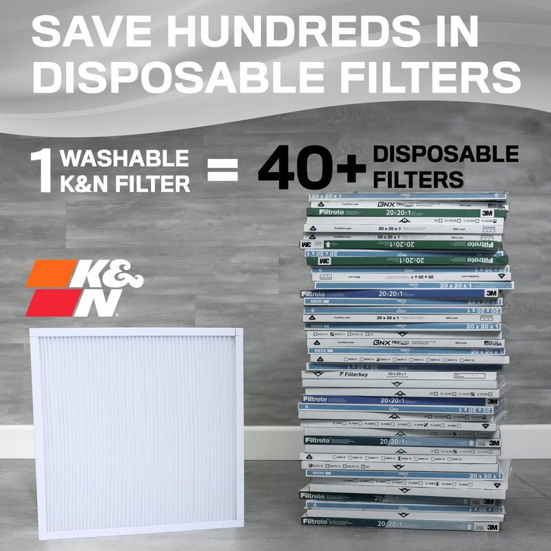 K&N 14X20X1 HVAC Furnace Air Filter, Lasts a Lifetime, Washable, Merv 8, the Last HVAC Filter You Will Ever Buy, Breathe Safely at Home or in the Office, HVC-8-11420 13.5" x 19.5" x 0.8"