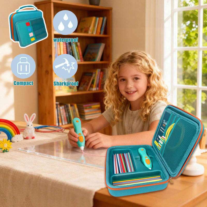 Hard Case Compatible with NEW 3Doodler Start+ Essentials (2024), Educational STEM Toy Durable Box Storage 3D Pen for Kids,Hold 3D Pen Filament Filaments and Accessories (Green) 2024NEW Green
