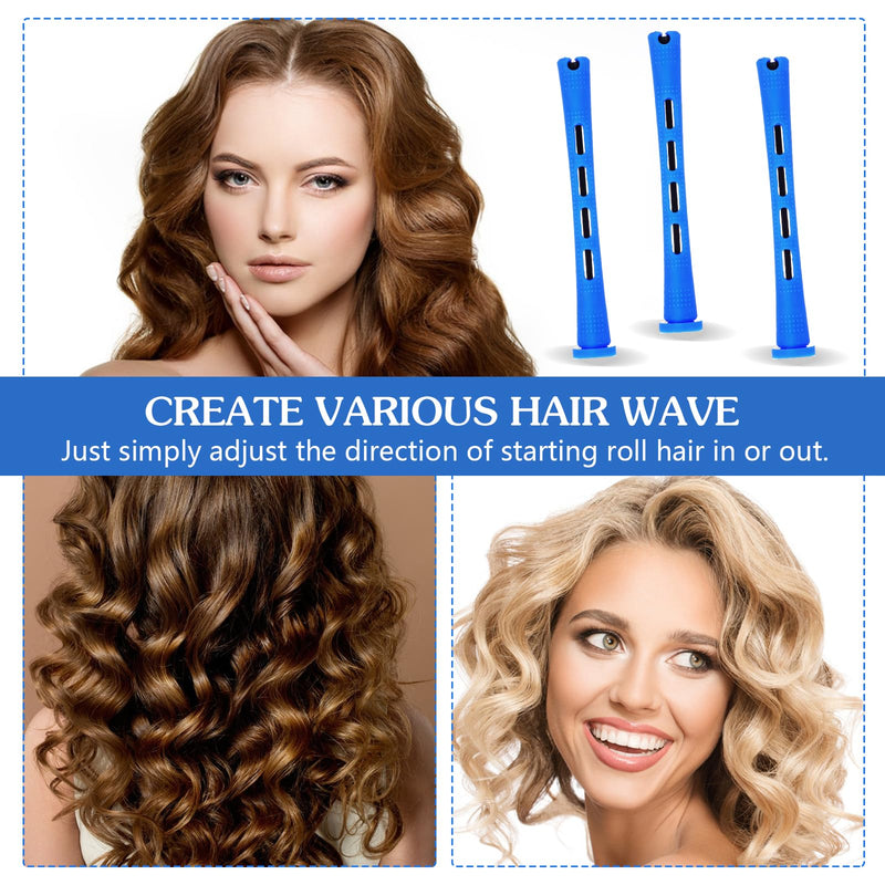  [AUSTRALIA] - 20 Pcs Perm rod Small Plastic Hair Perming And Rollers Curling Roller Medium For Long Hairs (Blue, 0.35 Inches)