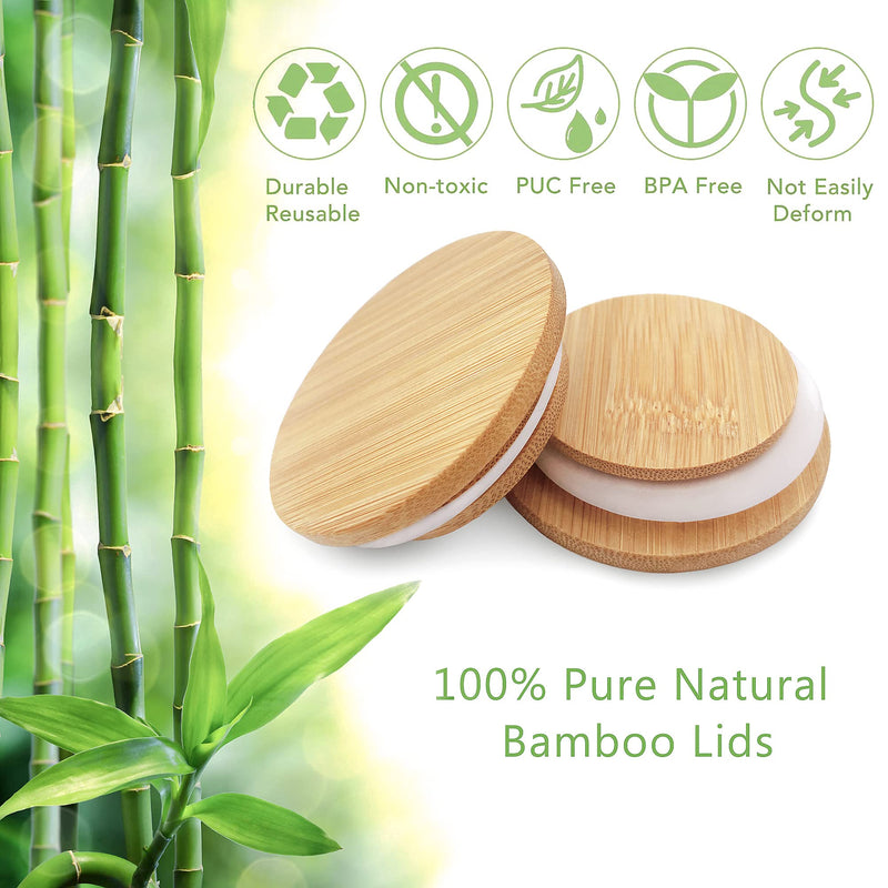 Oui Yogurt Jar Lids - 24 Pack Oui Lids - Natural Bamboo Wood with Silicone Sealing Ring and Oui Yogurt Jar Label for 5 oz Oui Yogurt Jars. Bamboo 24Pcs