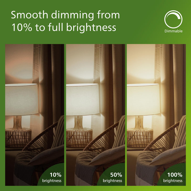 PHILIPS LED 60W A19 12-Pack Ultra Efficient Soft White (2700K) 850 Lumen (5W = 60W) Dimmable Clear, Flicker-Free Light Bulbs 60w Clear 12 Pack