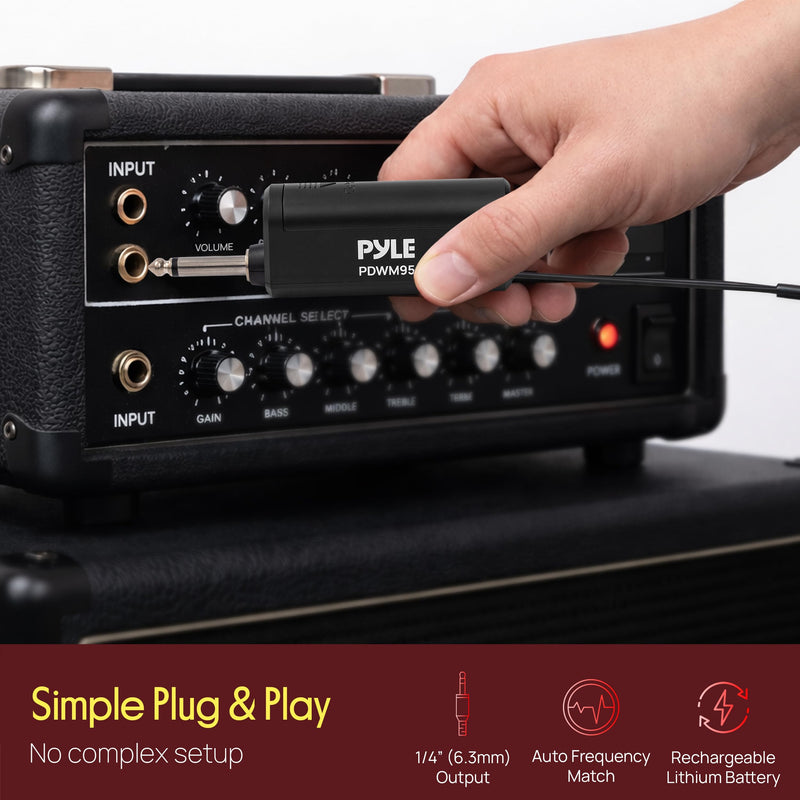 Pyle Professional USB Microphone System - 16-Channel Dynamic Portable Mic with Long-Range Clear Sound, Rechargeable Wireless Microphone for Singing, Stage, Church and Studio Usage Black