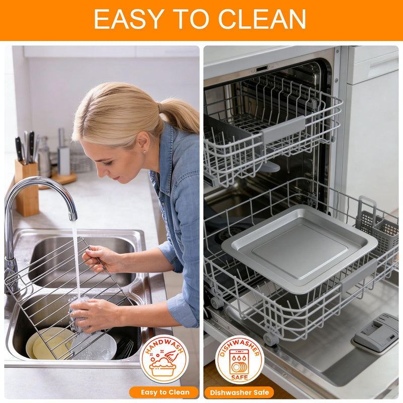 Toaster Oven Accessories for Hamilton Beach Easy Reach 4 Slice Countertop Toaster Oven, 10.9×9.2 IN Food Grade Stainless Steel Toaster Oven Replacement Parts Sheet Pan Tray Rack, Dishwasher Safe 10.9×9.2 IN Set for Hamilton Beach 4 Slice