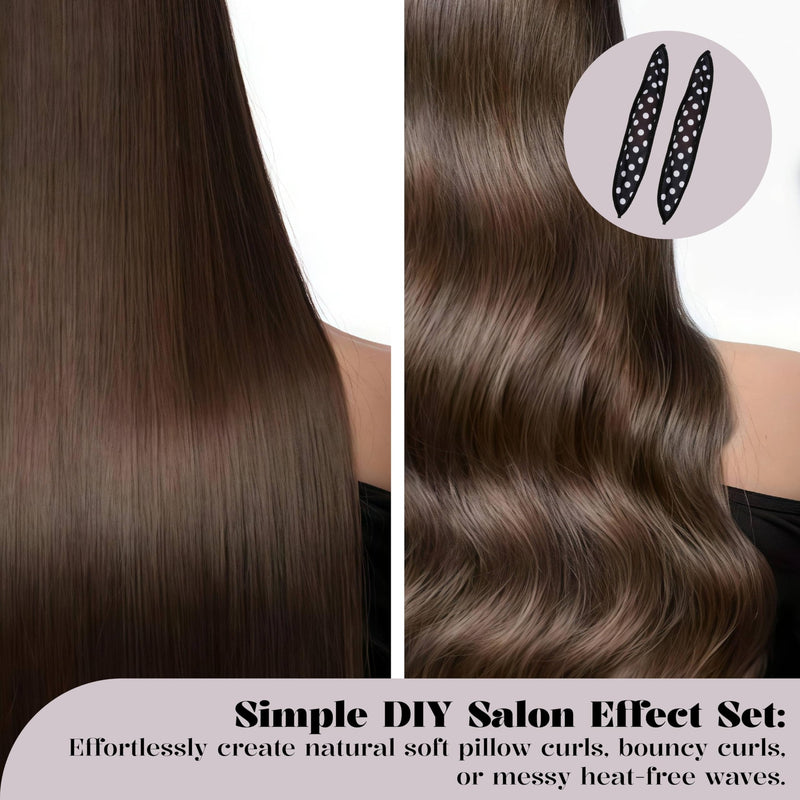 12PCS No Heat Hair Curlers, Curlers Heatless (Black Polka Dots) | Soft Satin Sponge Rollers for Long Short Hair, Heatless Curlers Overnight, Wave Formers for Natural-Looking Pillow Soft Curls