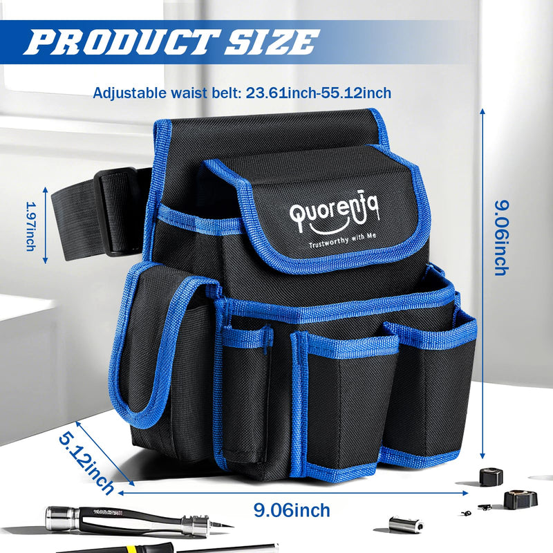 Tool Belt for Men: Adjustable Oxford Work Pouch with 8 Durable Pockets, Ideal for Repair & Electrical Work, Fits Waist 31” to 52” (Red, Extra Large) Red