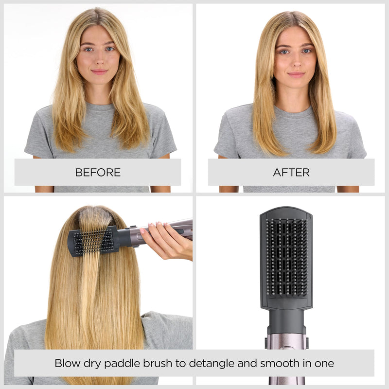 BaByliss Air Styler 1000W - All in One Hair Dryer Brush, Volumiser and Curler, Advanced Ionic Frizz-Control System, 4 Attachments, Copper/Grey, 2136U single