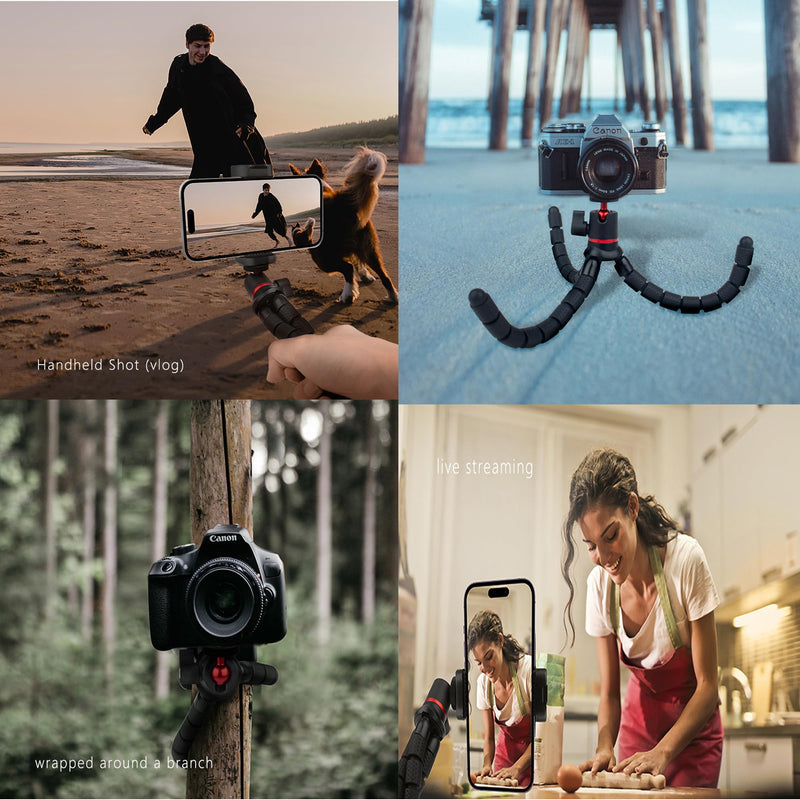 Camera Tripod,360°Rotation Flexible Stand with Adapter and 1/4'' Screws | Action Camera Holder,for Vlogging,Selfies,Video Recording ,Compatible with Nikon,Sony,DJI Cameras,Gopro Travel