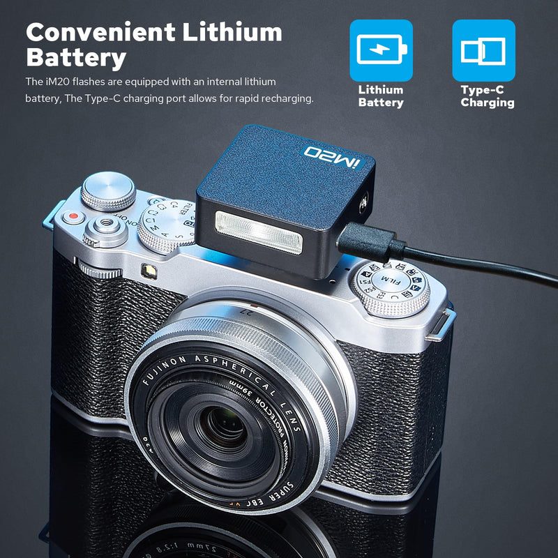 Godox IM20 Mini Flash Speedlite Super Portable with 470 mAh Li-Battery, USB-C Charging,3s Recycle Time 440 Full-Power Flashes 5 Power Levels Compatible with Fujifilm, Olympus, Canon, Nikon&Sony Camera