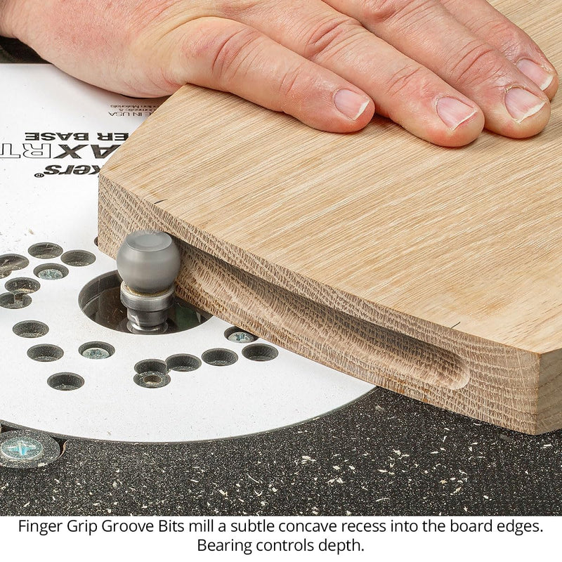 Finger Grip Groove Router Bit, 1/4 SH, 1" Boards, Template Pattern Bearing, Great for Serving & Cutting Boards, USA Made - US210FGGR