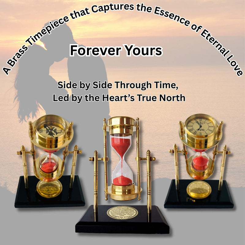 GUAAFA My Love Brass Sandtimer ClockCompass | Romantic Gift for Men Women, Husband Wife, Boyfriend Girlfriend - Engraved Quote
