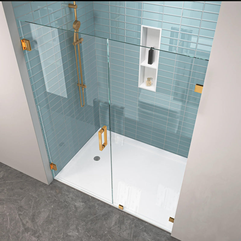 Shower Door Handle Stainless Steel 152mm/6 inches Square Corner Back to Back Double Side Pull for 1/4" to 1/2" Thickness Glass - Brushed Gold 6 inch Rectangle Handle