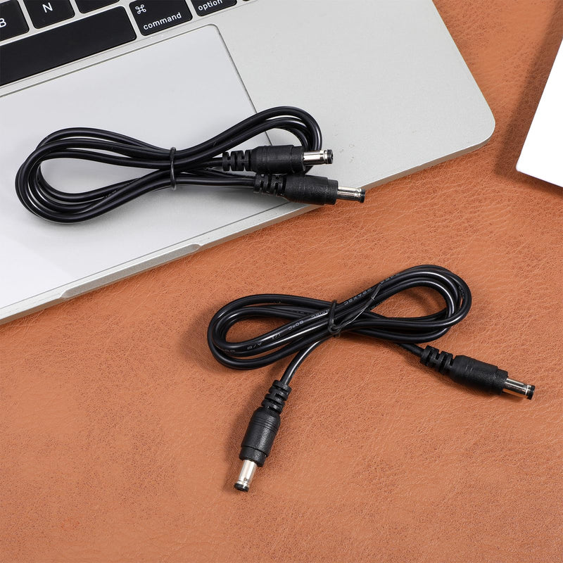 2Pcs DC Power Cable 12v DC Extension Cord 2.1mm x 5.5mm | Male to Male Power Adapter 12v Powers Extension Cable for LED Strip, Camera, DC5521 Jack Cables, Black