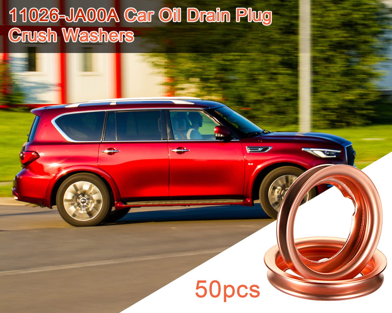 Mudder 50 Pieces Nissan Drain Plug Gasket 12mm Oil Drain Plug Gasket Aluminum Engine Oil Crush Washers Compatible with Infiniti Part 11026-ja00a
