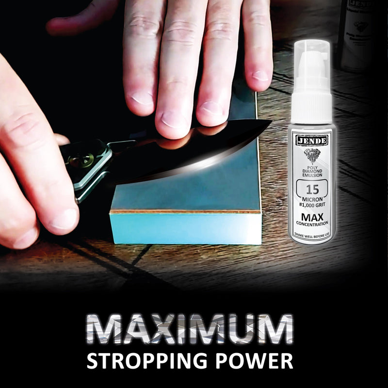 Jende 15 Micron Max Concentration Poly Diamond Knife Stropping Emulsion 20ml-Higher Diamond carat level