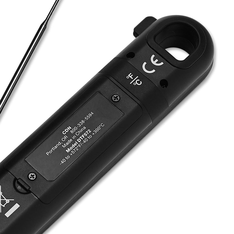 CDN DTF572 ProAccurate® Digital Thermometer - Folding Thermocouple Thermometer - Backlit Easy to Read Display - Stainless Steel Thin Tip Probe, Black Black - Standard Size