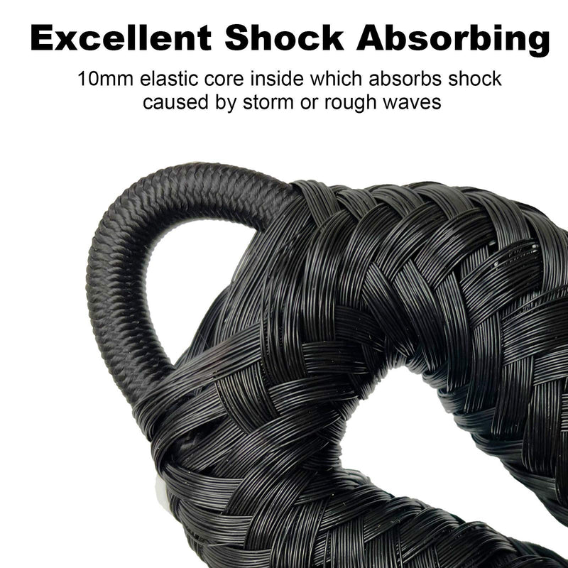 3 Feet Bungee Dock Line Boat Ropes for Docking Line Mooring Rope with Stainless Steel Clip Accessories for Boats 2pcs (Black, 3 Feet)