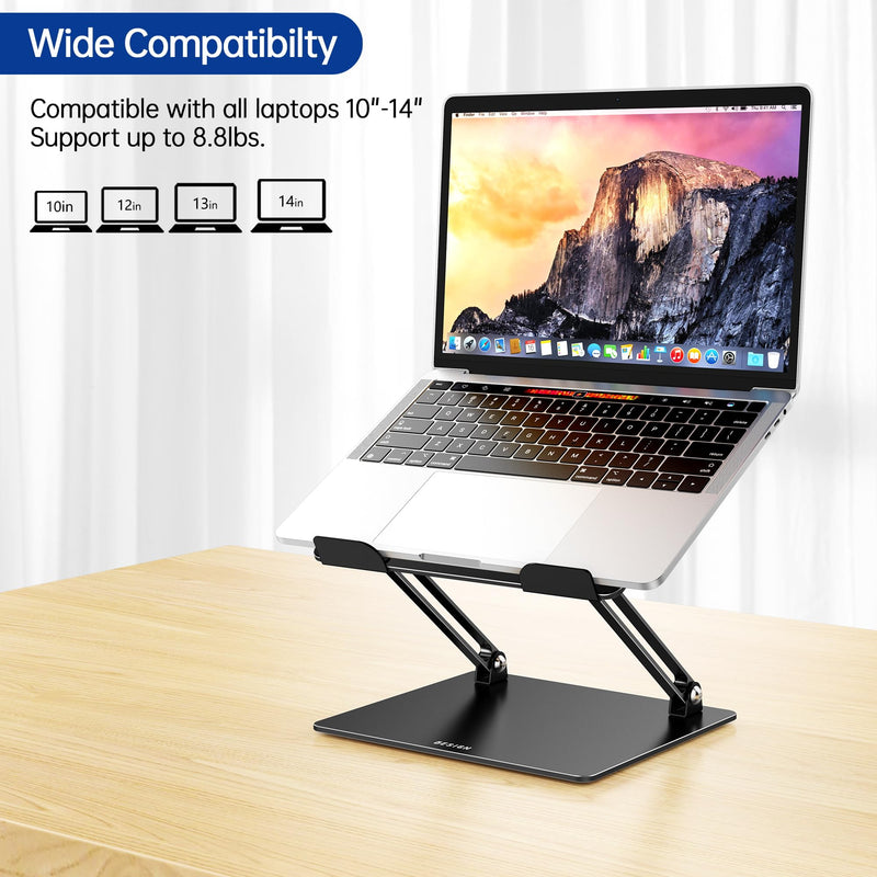 BESIGN LS10 Aluminum Laptop Stand, Ergonomic Adjustable Notebook Tablet Stand, Computer Holder Compatible with Air, Pro, Dell, HP, Lenovo More 10-14" Laptops, Black A-Black