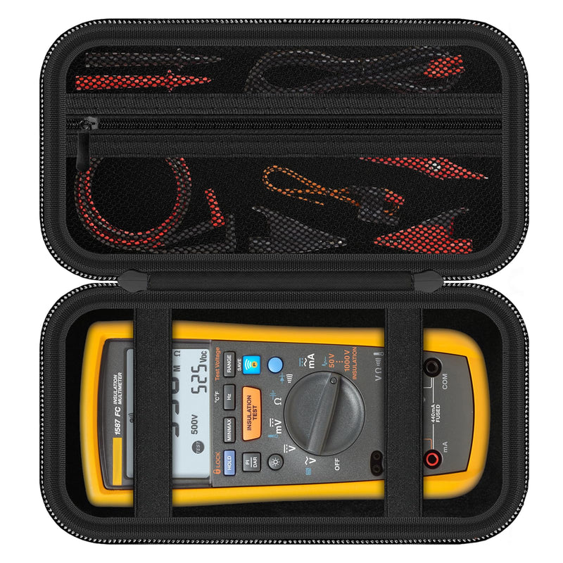 Carrying Case for Fluke1587 FC/ 87-V/ 87V Max/ 88V/ 15B+/ 17B+/ 1503/1507/1508/1577/3000 FC Multimeter Testers and Accessories, Multimeter Storage Bag Organizer Box (Case Only) Black