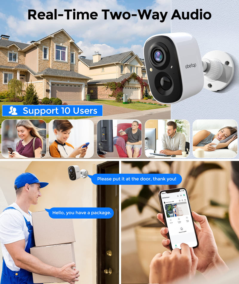 2K Wireless Security Cameras - Outdoor WiFi Security Cameras Color Night Vision, AI/PIR Detection, 2-Way Talk, Cloud/SD, Weatherproof, Battery Powered Outdoor Cameras(White-2Packs) X83-White (2 pack)