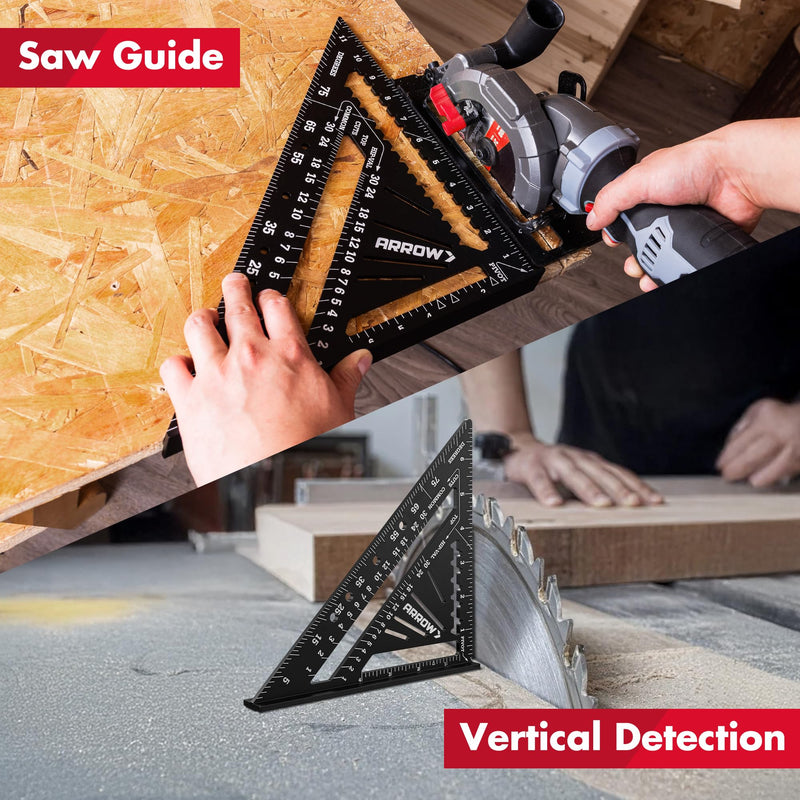 Arrow Aluminum Alloy Rafter Square Set, 7-Inch & 12-Inch Carpenter Square Layout Tools, Woodworking Triangle Rulers for Carpentry and Craftsmen 7 inch & 12 inch