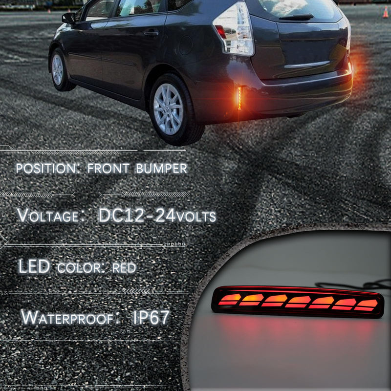 Full Lens LED Rear Reflector Bumper Fog Light Assembly kit for Toyota Prius V and 2014-16 Scion tC,Sequential Turn Signal Light & Brake Light & Daytime Running Light,2 PCS (BLACK) BLACK