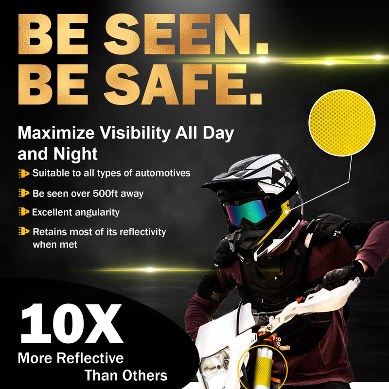 Made from 4083 Diamond Grade Reflective Tape Outdoor high Visibility Strips Safety Waterproof Conspicuity Strong Adhesive Vehicle Trailer car Trucks Bikes (Flu yellow, 0.8inch/20mm x 16.4feet/5m) Flu yellow, 0.8inch/20mm x 33feet/10m