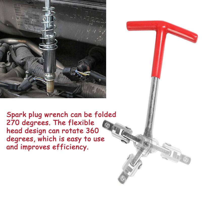 Spark Plug Socket Wrench T-Handle, Universal Spark Plug Remover and Installer Tool for Motorcycles, Small Motor Vehicles, Lawn Mowers, 6mm (5/8") & 21mm (13/16") Sizes