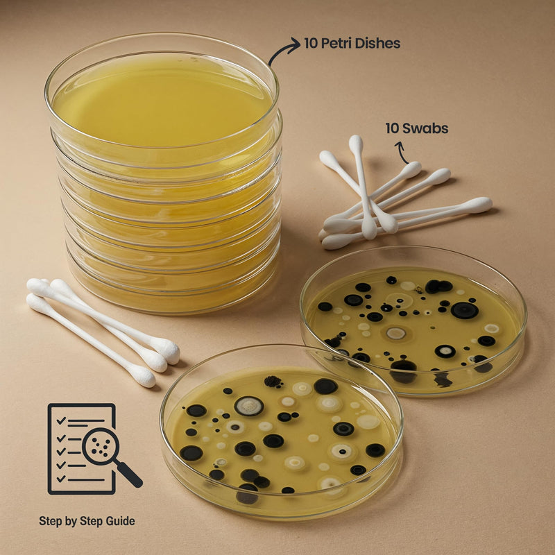 Mold Test Kit – Test 10 Different Areas in Home, Swab Sample and Air Sample, Easy-to-Use Guide, Professional-Grade Testing