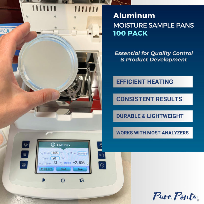 Aluminum Sample Pans for Moisture Analyzer (100 Pack) 90mm Round Lab Trays, Disposable Weighing Dishes, Foil Pan, Weight Scale Tray, Laboratory Balance Dish Plate, Moisture Tester Supplies, Pure Ponta 100