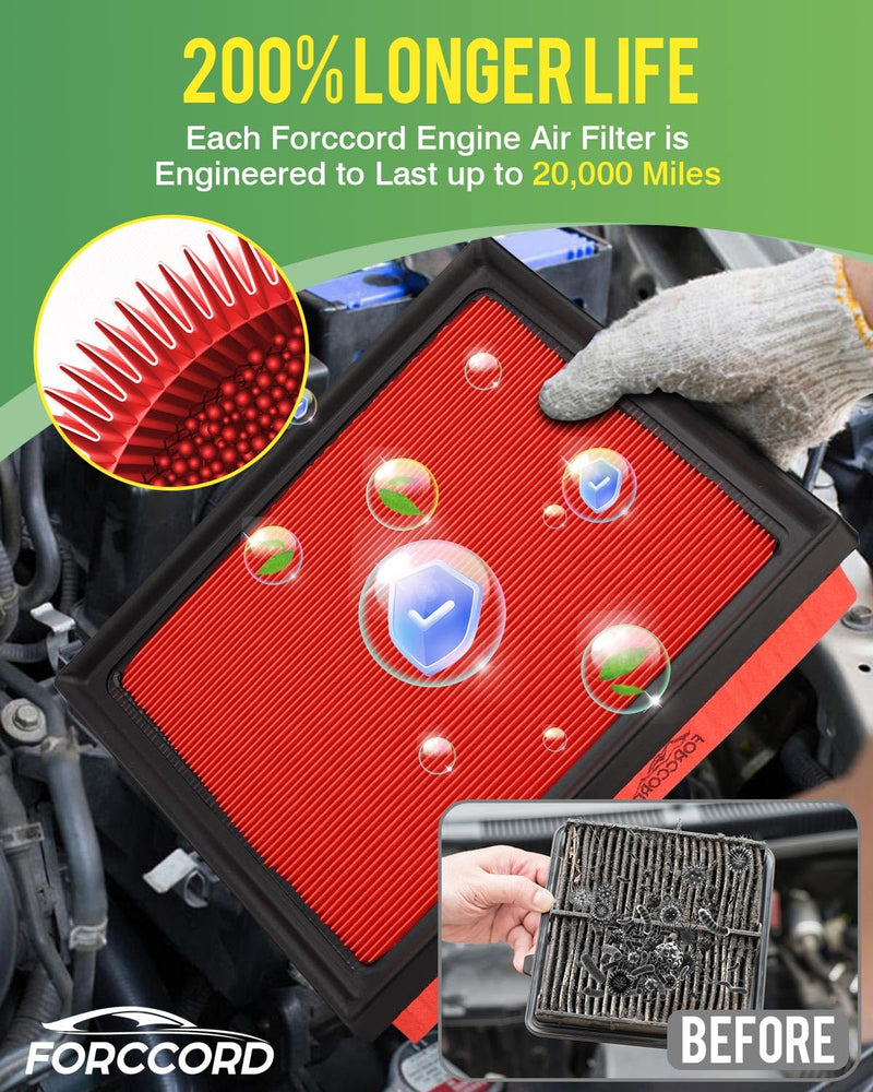 1 Pack Cabin Air Filter and 1 Pack Engine Air Filter fit for 19-26 Subaru Ascent 2.4L/18-22 Subaru Crosstrek 2.0L/21-22 Subaru Crosstrek 2.5L 72880FL00A 16546AA16A Replacement Accessories 72880FL00A&16546AA16A