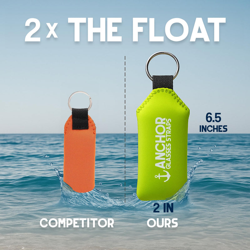Floating Keychain Waterproof – XL Size – Floats 12 Keys – Bright Visibility Green and Orange