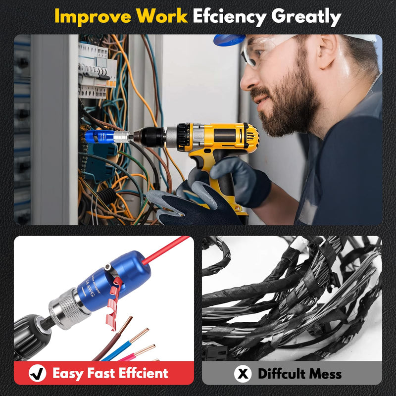 Wire Stripper Twister Tool for Drill, Upgraded US Regulations Impact Wire Stripping Tool & Wire Twisting Connector for Drill 6-14 AWG, 9 in 1 Professional Electrician Tools Gift Set