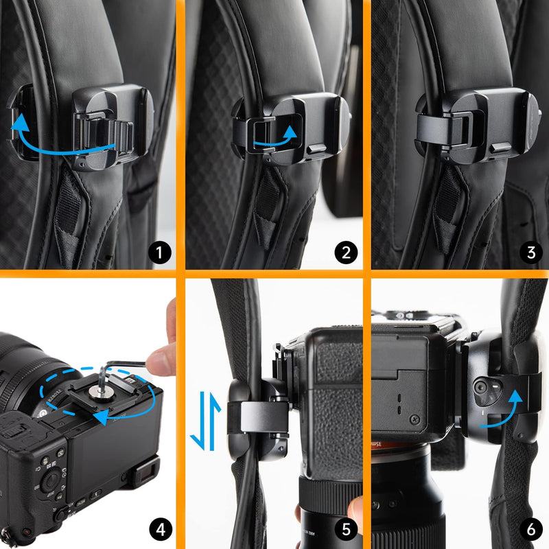 PGYTECH Beetle Camera Clip with Plate for Cameras & Action Camera Quick Release System for Sony, Nikon, Fuji, DSLR Action Camera Backpack Camera Strap Mount (for Action Camera&Cameras) Camera Clip V1 for Action Camera