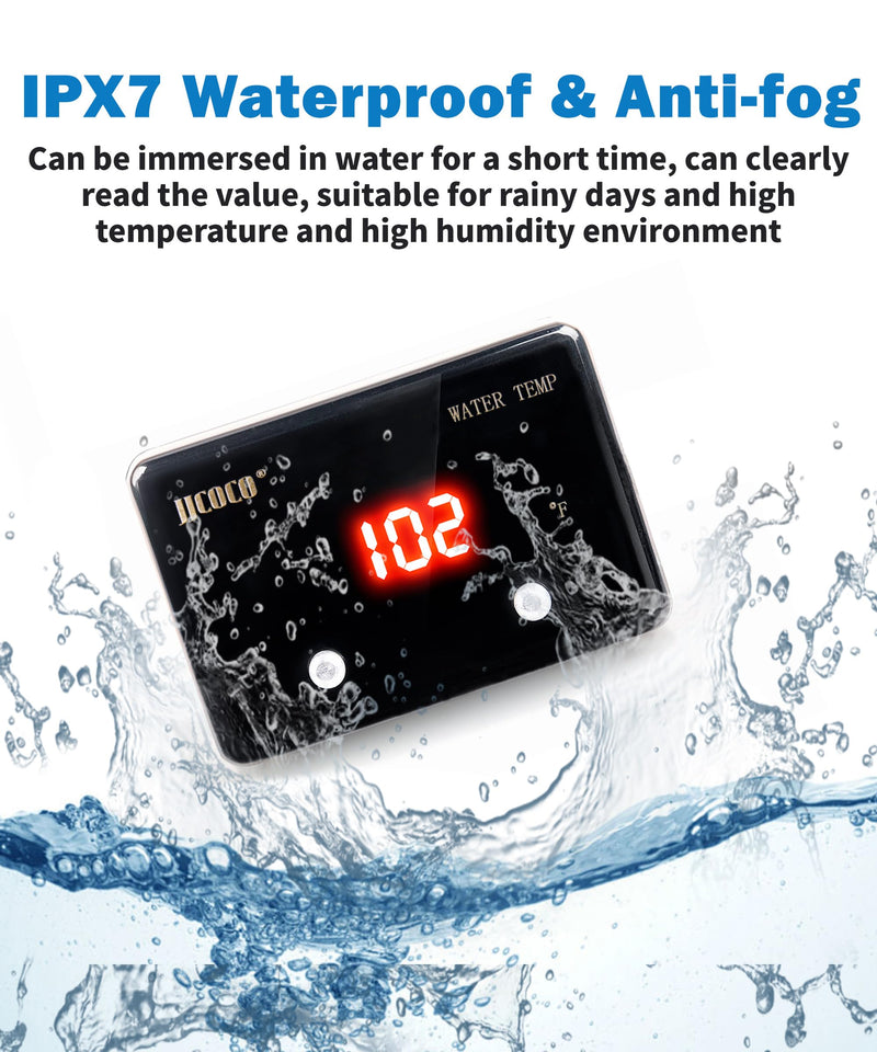 Digital Water Temperature Gauge 14-302°F with 1/8 NPT Sensor Real-Time Monitoring 12V LED Electrical Water Coolant Temp Gauges Waterproof for Car Truck Motor Marine Vehicle Automotive Red Fahrenheit