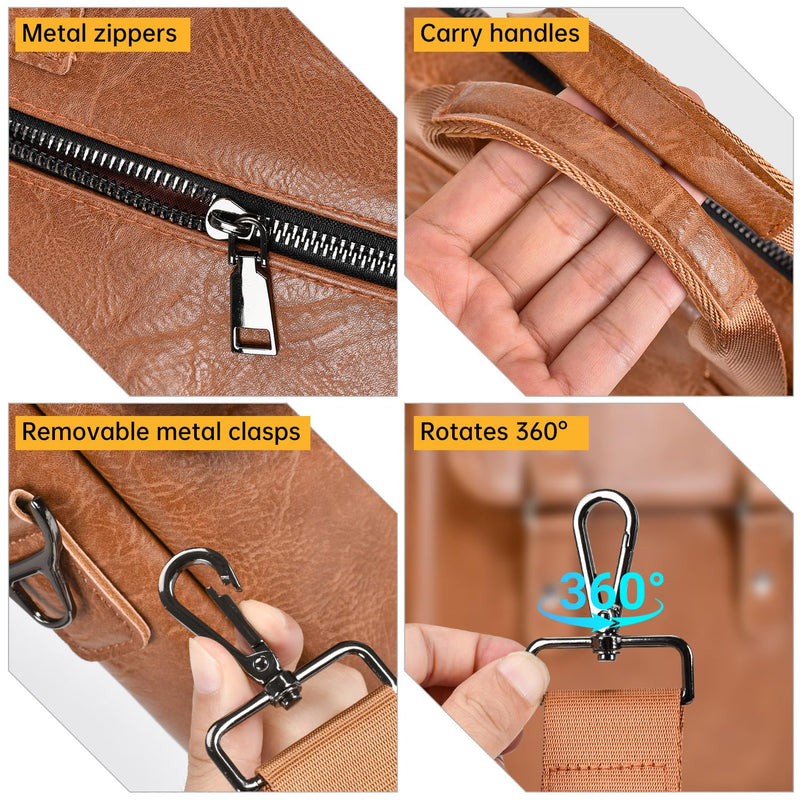 12.9-13 Inch Leather Tablet Sleeve Bag for MacBook Neo Air 13/iPad Pro Air | for 2026 2025 iPad Air 13 inch M4 M3 & iPad Pro M4 M5 & iPad Pro 12.9 Tablet Laptop Travel Shoulder Strap Carrying Case Brown