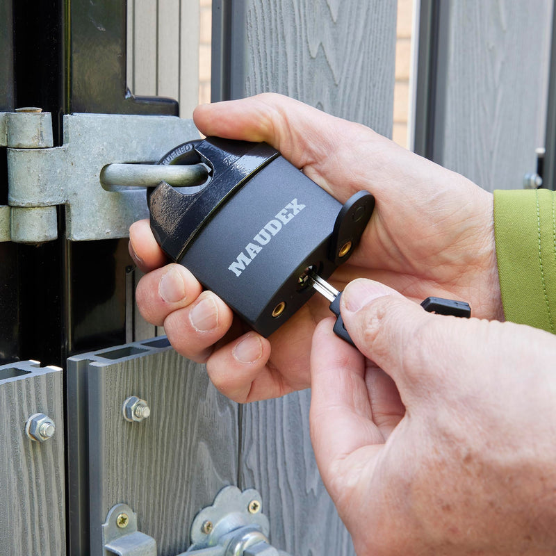 Maudex® MDL60 High Security Padlock for Outdoor Use - [10 Keys] - [Anti Drill, Anti Pick Cylinder] - Ideal Lock for Storage Unit, Shed, Gate, Container with 0.67” Shackle Clearance 60 mm Normal Shackle Black