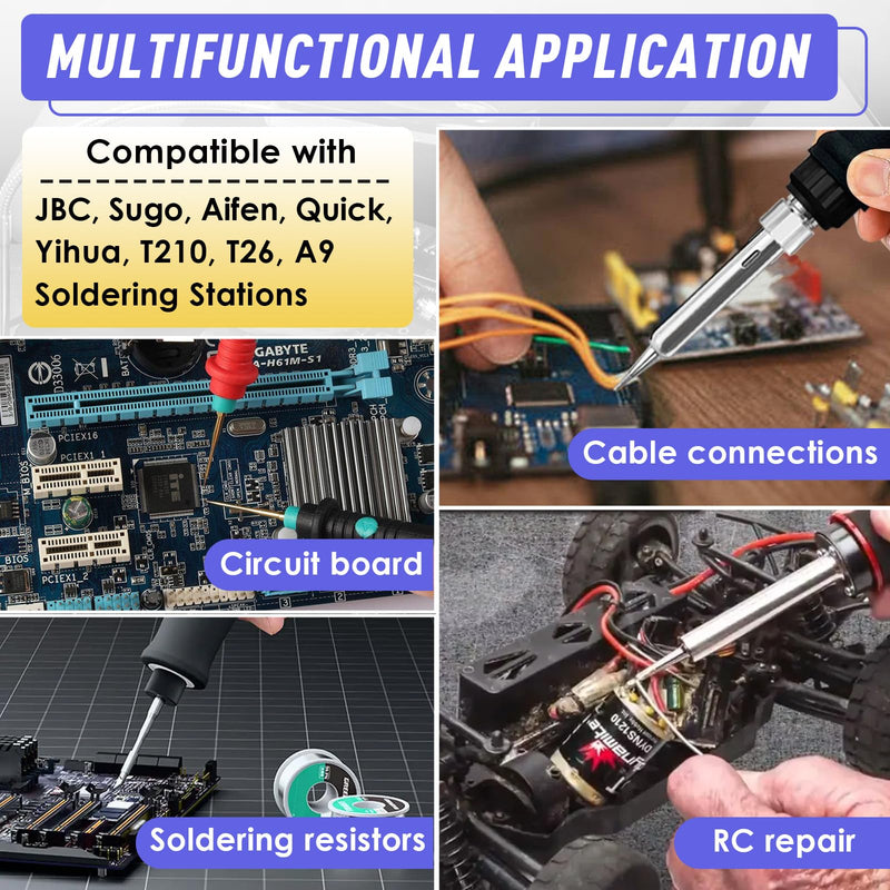 6 Pcs C210-K/I/IS Soldering Iron Tips Compatible with JBC/Sugo/Aifen/Quick/Yihua/T210/T26/A9 Soldering Station, Solder Tips Replacement, Rapid Heating, Minimum Required Power 12W