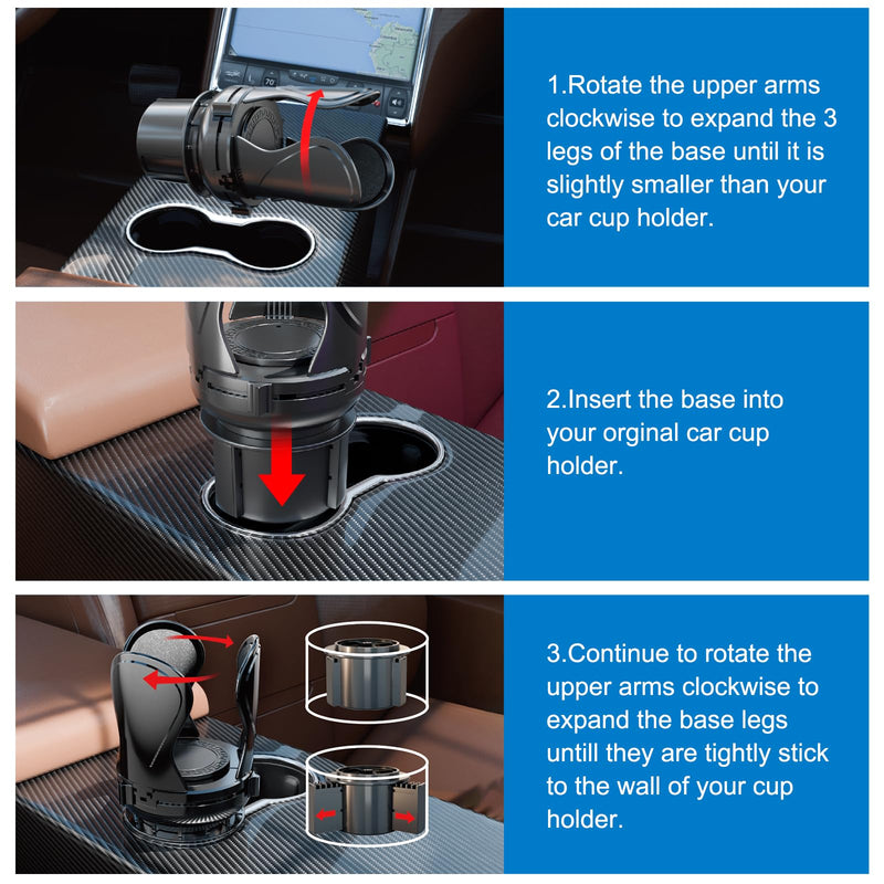 Car Cup Holder Expander, Cup Holder Extender Adapter with Expandable Arm and Adjustable Base, Compatible with Yeti Ramblers 14-64oz, Hydro Flasks 18-64oz Most Coffee Mugs Bottles & Cups CUP-1pack