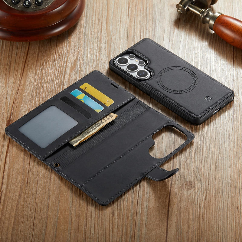 for Samsung Galaxy S26 Ultra Wallet Case, 2-in-1 Detachable Black | Magnetic Case Wallet, PU Leather Flip Cover with Card Holder & Wrist Strap, Detachable Wallet Phone Case, Black