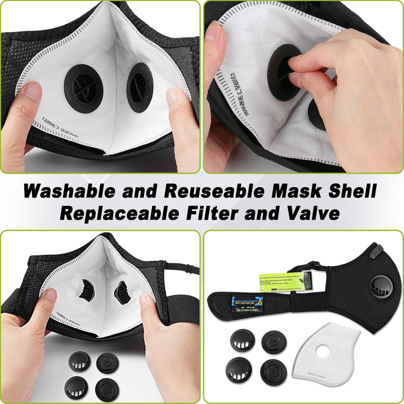 BASE CAMP Upgrade M Plus Dust Mask 2 Pack, Breathable Reusable Dust Face Mask with 6 Activated Carbon Filters for Woodworking Construction Mowing Grinding Modern2