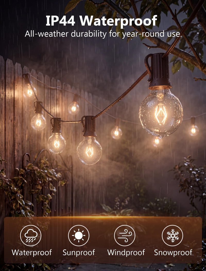 GOOTHY 50 Pack G40 Replacement Light Bulbs, 5W Incandescent Bulbs with E12 Candelabra Base, Clear Globe Replacement Light Bulbs for Outdoor String Lights Patio Backyard Garden Wedding Christmas Decor