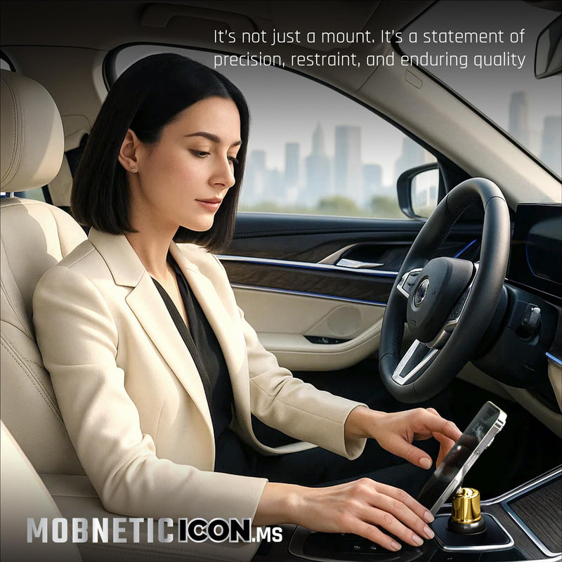 MobNetic Icon.MS MagSafe Compatible Phone Mount, Magnetic Phone Holder for Car w/ 90lb Pull Force, 90º Tilt & 360º Rotation, Aluminum Build, Compatibility for iPhone & Android (Gold) 18 Karat Gold