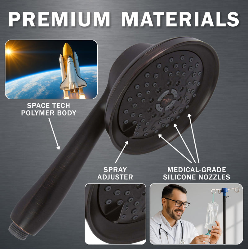 Aqua Elegante Massage & Mist Handheld Shower Kit - 6 Function High Pressure Adjustable Hand Held Showerhead with Hose and Mount, Easy Install for Boosting Low Water Flow - 1.8 GPM - Oil-Rubbed Bronze Oil Rubbed Bronze