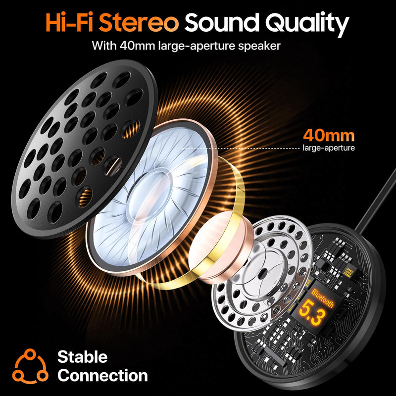 Motorcycle Bluetooth Headset V5.3, Noise Cancelling Helmet Speakers with High Volume, Dual Mic, 1000mAh Battery, IPX6 Waterproof & RGB Lights for Riding Black