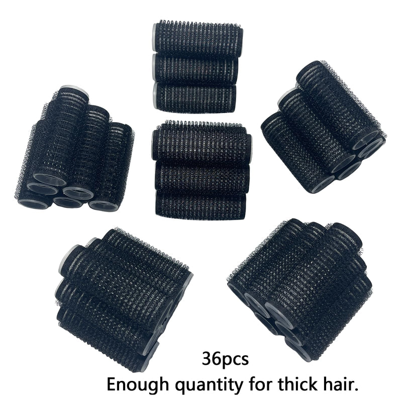  [AUSTRALIA] - 36PCS Self Grip Small Hair Curlers Heatless Roller Hair Curlers Pro Salon Hairdressing Curler DIY Curly Hairstyle Hair Rollers Tools Rat Tail Comb for Women Medium Short Hair(0.8x2.4in-black) 36pcs Black